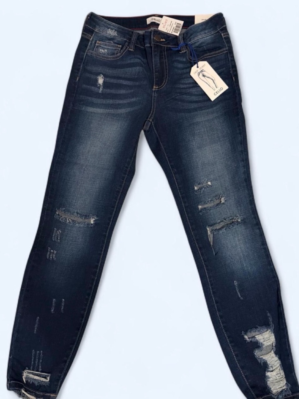 Cielo Women's Dark Indigo Distressed Skinny Jeggings